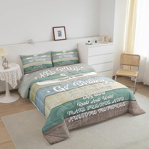 Miniatura 8 de Erosebridal Juego de ropa de cama con reglas de campamento, juego de edredón para cámper, tamaño Queen para niños, adolescentes, decoración de