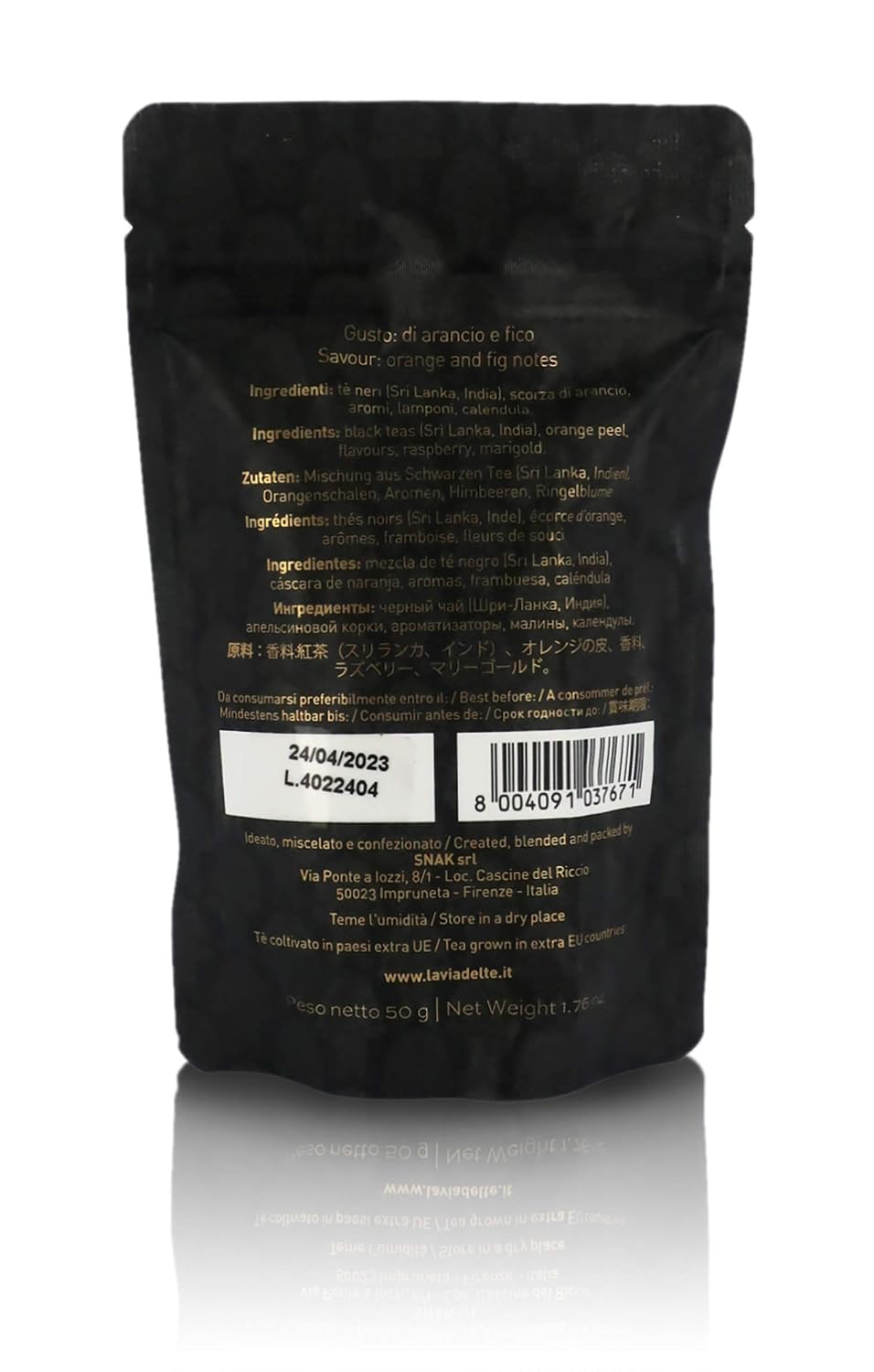 La Via del Te 1961" Blend (Golden Jubilee), Fruit Flavoured Black Tea, Loose-Leaf Tea in Pouch, 50g / 1.76oz (Pack of 2 Pieces)