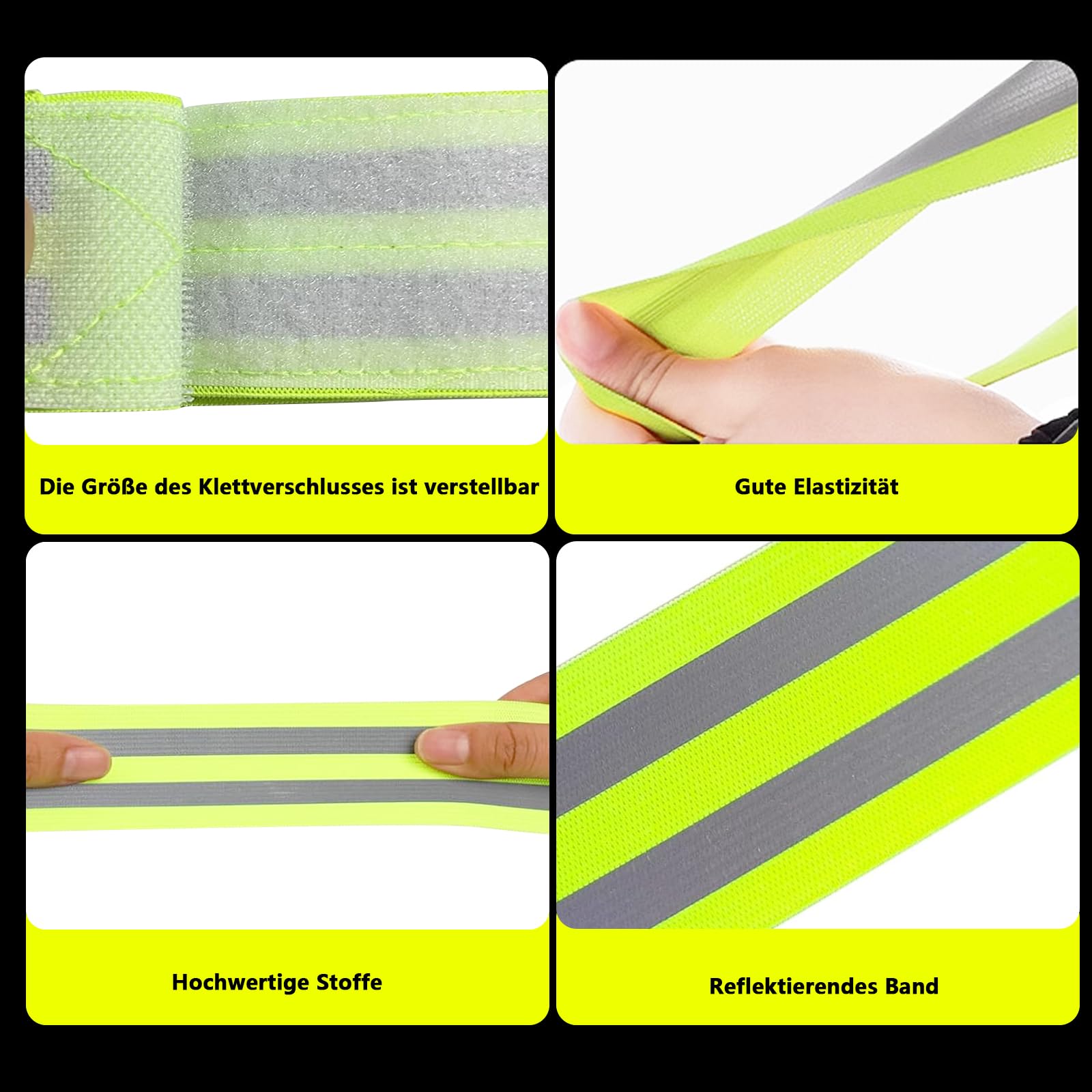 Mollette per Pantaloni da Bicicletta Strisce Riflettenti Elastici Ciclismo Jogging