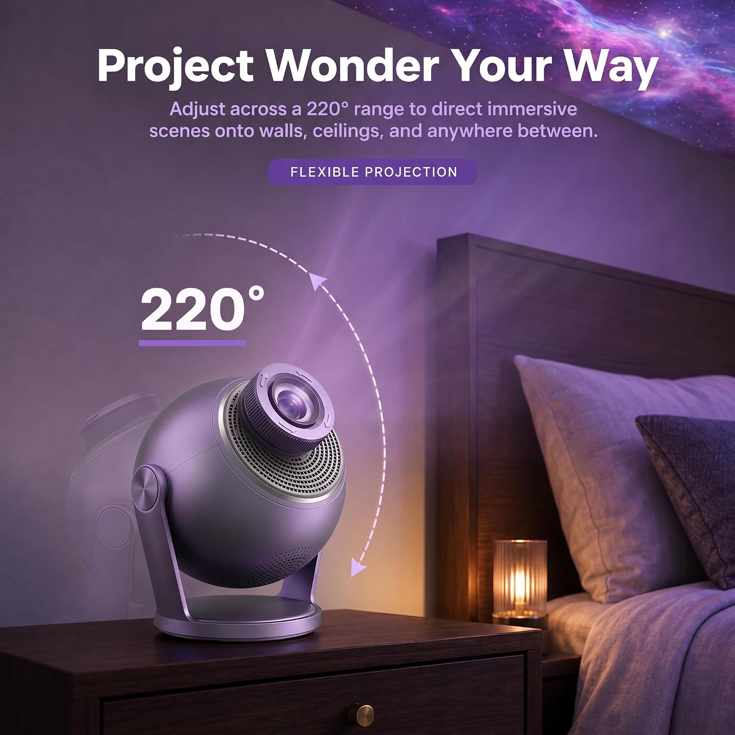 Purple 3D Video Projector Light, 60 Scenes, 12 Themes image 5