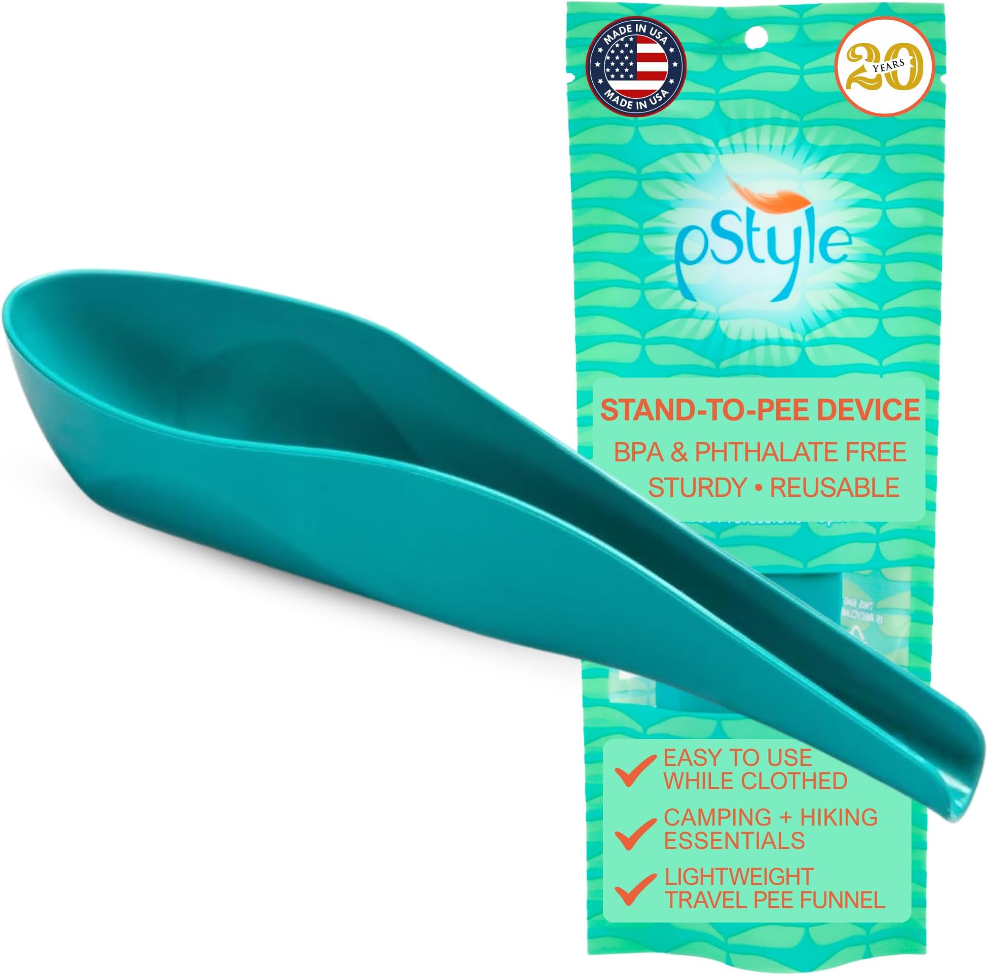 pStyle Stand to Pee Device for Women, Reusable Pee Funnel, Turquoise