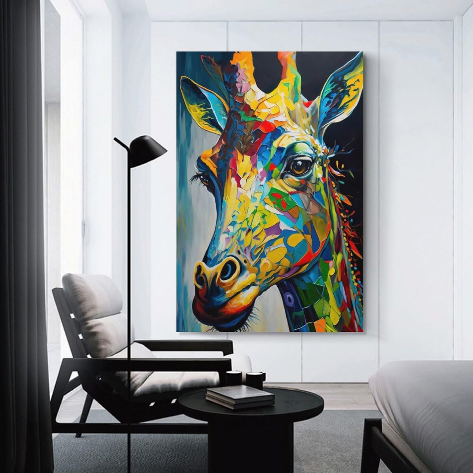 Junmoney Room Decor Wall Art Colored Wild Giraffe, 20x30inch(50x75cm), for Workspace Walls, Study Corners Or Bedrooms, A Smart Decor Choice for Study Walls
