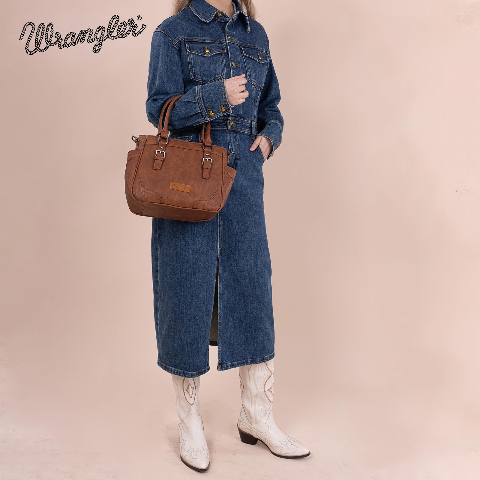 Montana West Wrangler Tote Bag for Women Brown Purse for Woman Medium Ladies Crossbody Handbag WG187-8318BR