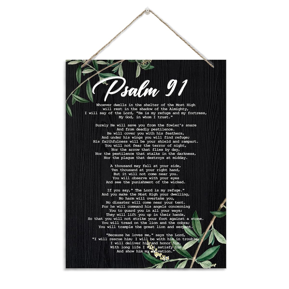 Inspirational Wall Decor, Decorative Hanging Wood Signs, Home Office Wall Decor Gift, Religious Hone Wall Decor, Christian Artwork, Bible Verse Scripture Hanging Sign, Psalms 91 Wall Art Sign D-image-47