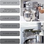 Mélangeur sur socle Kenmore Elite 600W avec levage de bol - mélange numérique à 10 vitesses, électrique, de comptoir, robuste, appareil de cuisine, bols en acier inoxydable de 5 et 6 Qt avec batteur plat, fouet, accessoires de crochet pétrisseur