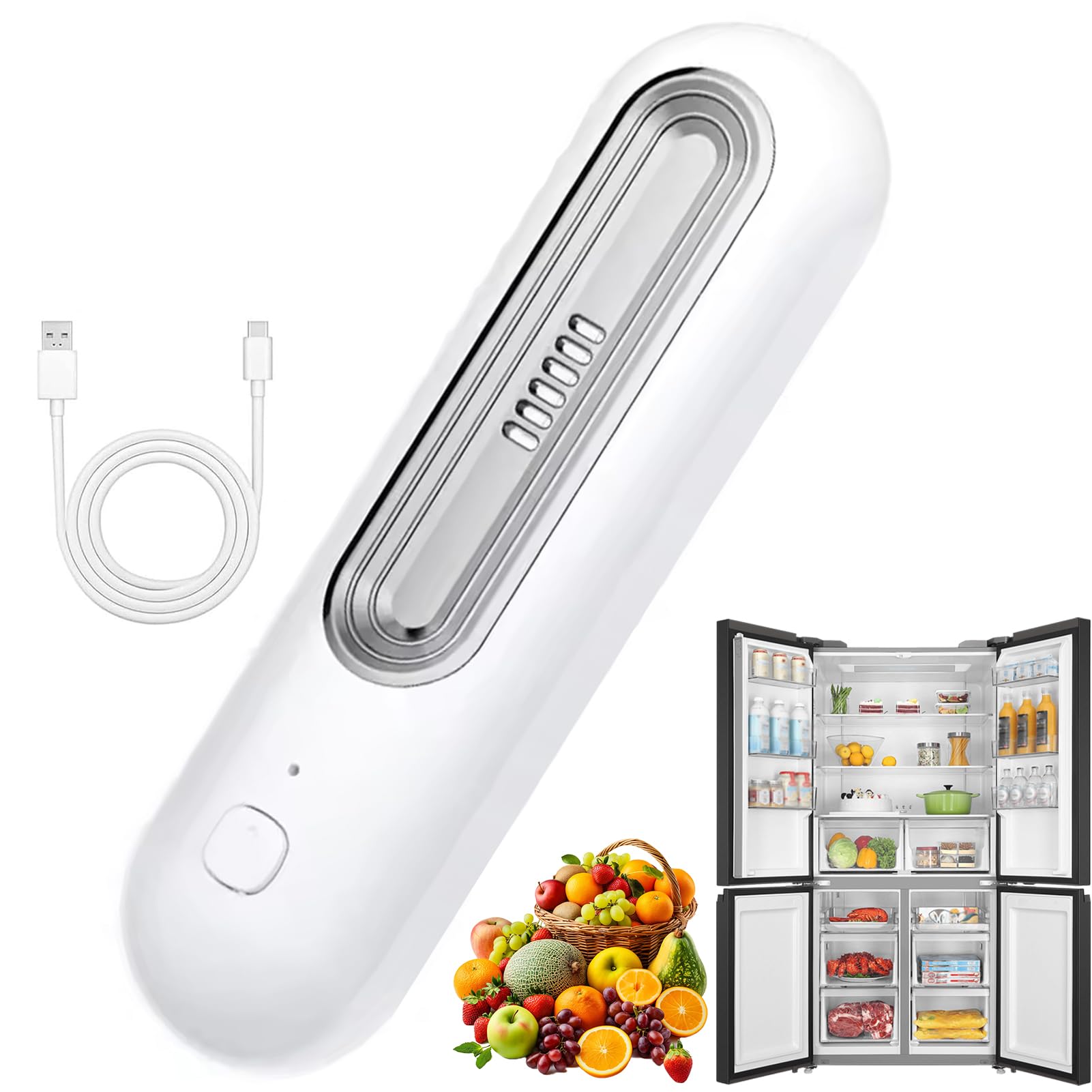 Ozoori Fridge Deodorizer Odor Eliminator, Long-lasting Refrigerator Deodorizer Odor Eliminator, Rechargeable Fridge Fresh Refrigerator for Fridge & Freezer (Silver)
