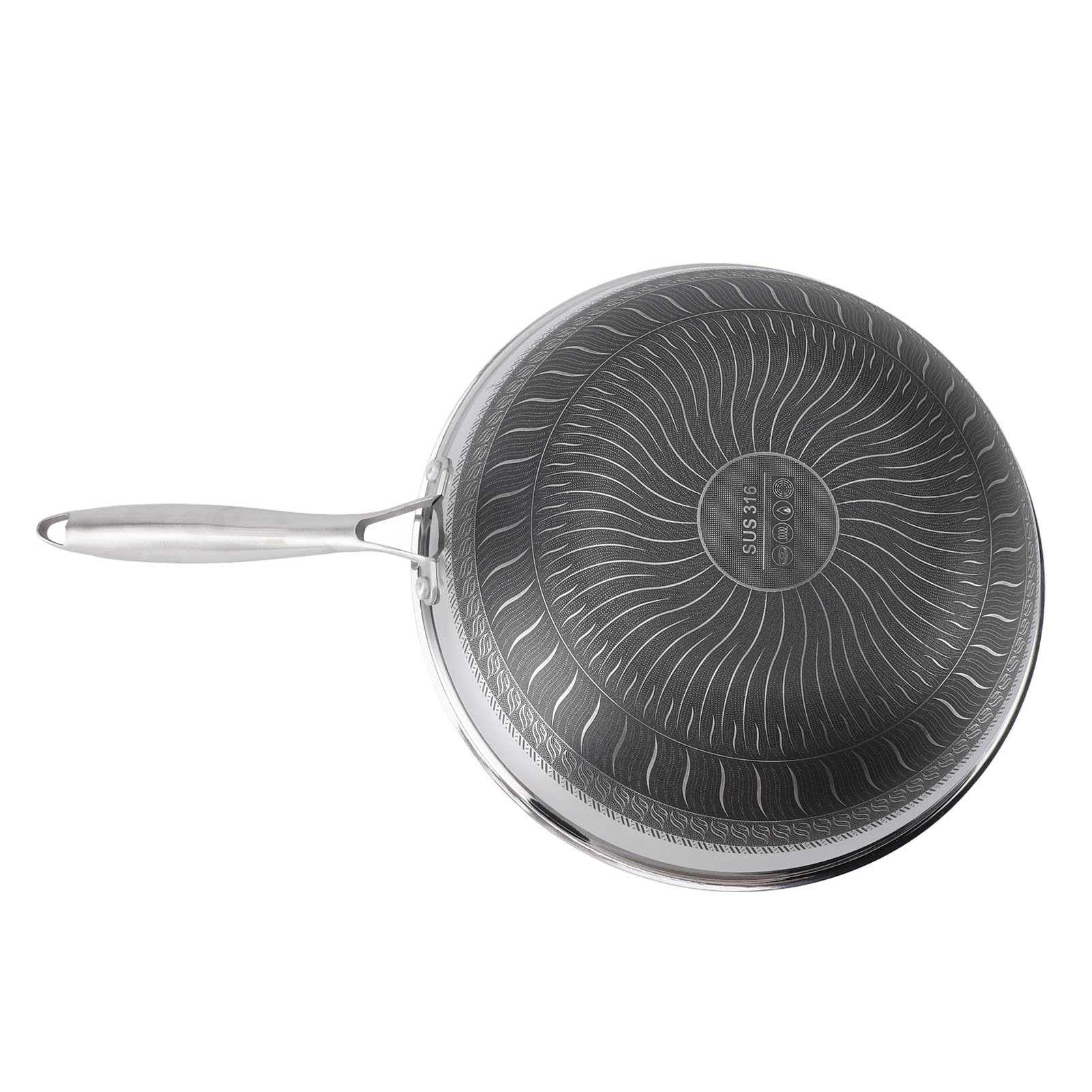 Patelnia ze Stali Nierdzewnej Ergonomiczna Patelnia 316SUS Nonstick Odporna na Ciepło Patelnia o Strukturze Plastra Miodu Nonstick do Kuchenki Gazowej (316 SUS)