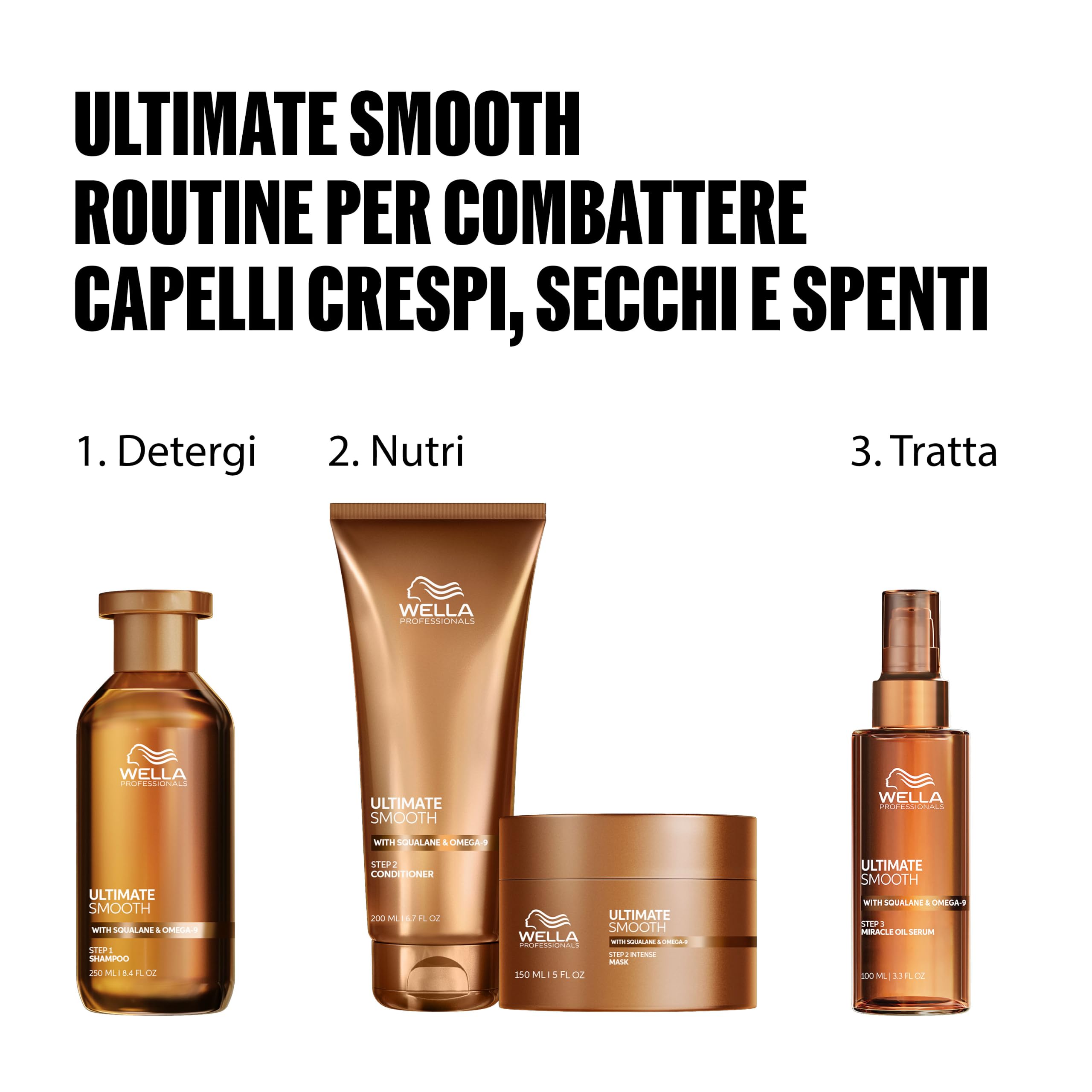 Wella Professionals Ultimate Smooth Maschera Capelli Ristrutturante - Hair Mask con Squalano e Omega 9 - Per Capelli Secchi, Opachi e Crespi (500ml)