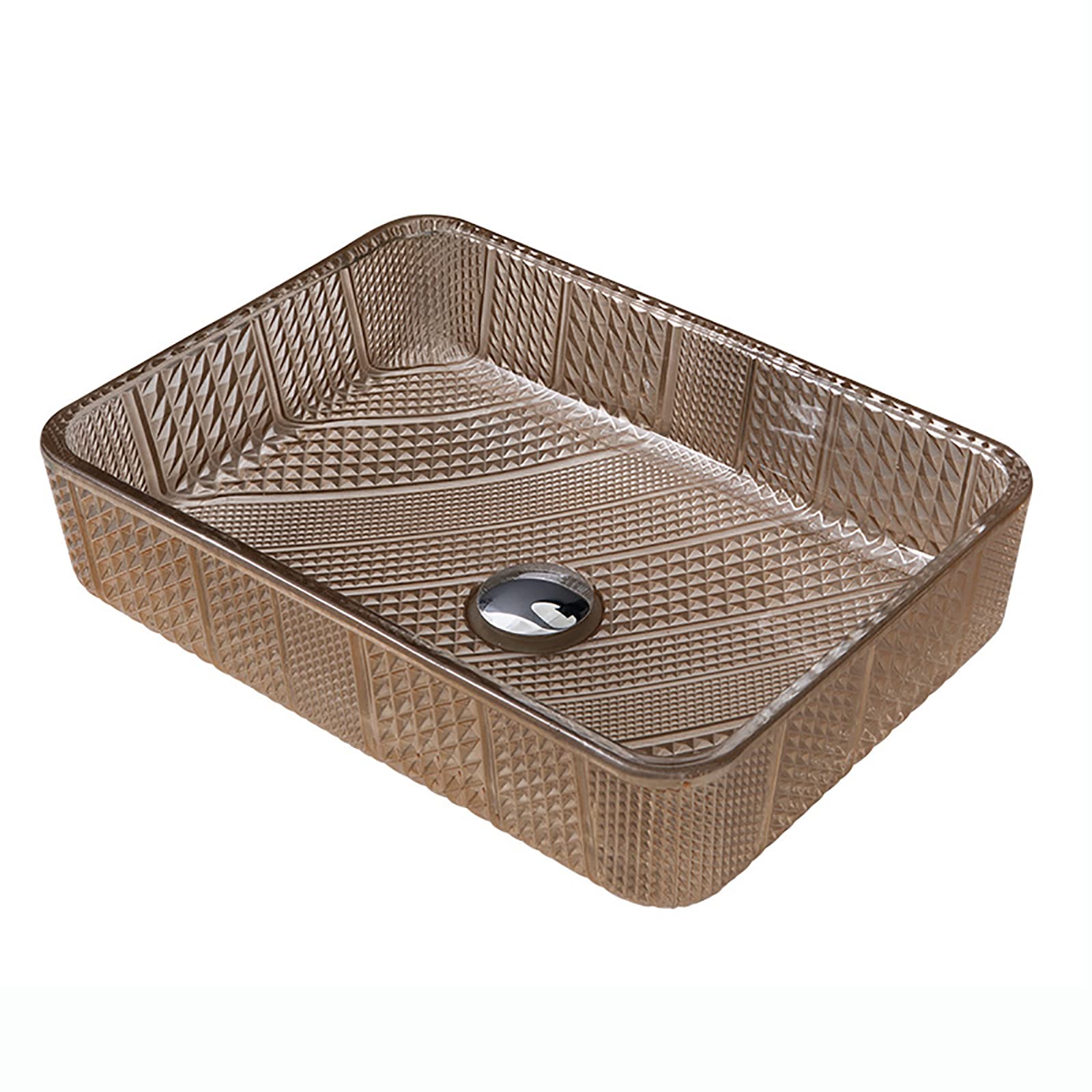 SBCGFY Vessel Sinks, Glass Vessel Sink Rectangular Bathroom Vessel Sink Artistic Gray Vessel Bowl Sink Countertop Vanity Vessel Sink
