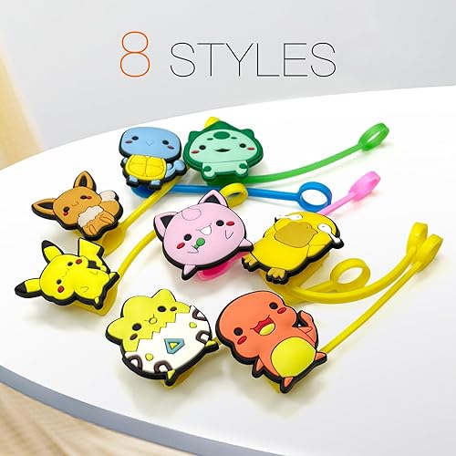 Miniatura 4 de 8 fundas de popote de anime para taza, 0.394 in, cubierta de silicona para popote para vaso, accesorios