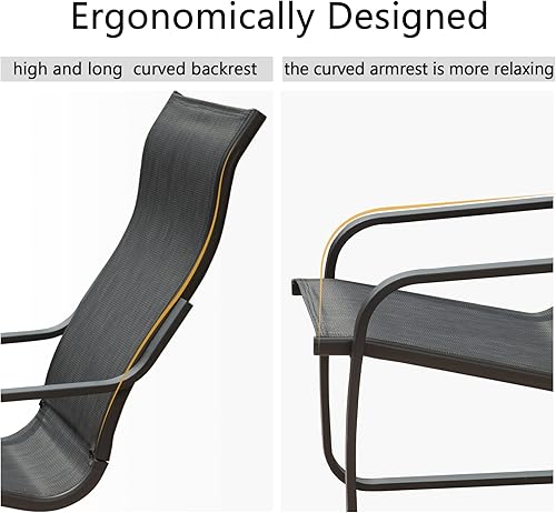 Miniatura 3 de Domi Outdoor C Spring Motion - Juego de 2 sillas para patio, bistró, sillón de conversación para todo tipo de clima, con otomana y textil de secado