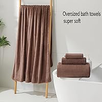 Vista 3 de YTYC 29x59 Inch Extra Large Bath Towels Set of 6 Quick Dry Super Soft Microfiber Towels for Bathroom 80% Polyester (Brown,6 Piece)