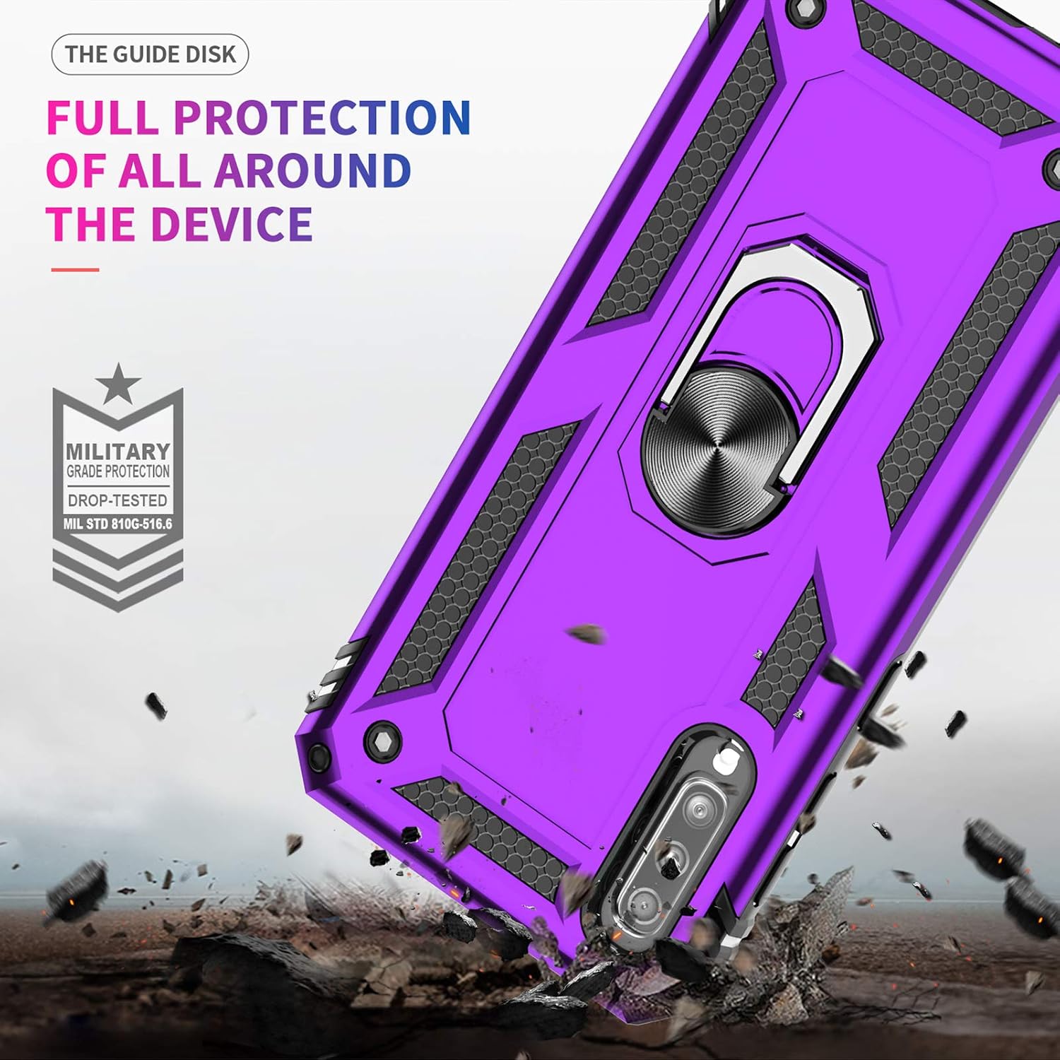 LeYi Compatible for Samsung Galaxy A50/ A50s/ A30s Case with [2 Pack] Tempered Glass Screen Protector, Military-Grade Phone Cover Cases with Magnetic Kickstand for Samsung A50/ A50s/ A30s, Purple
