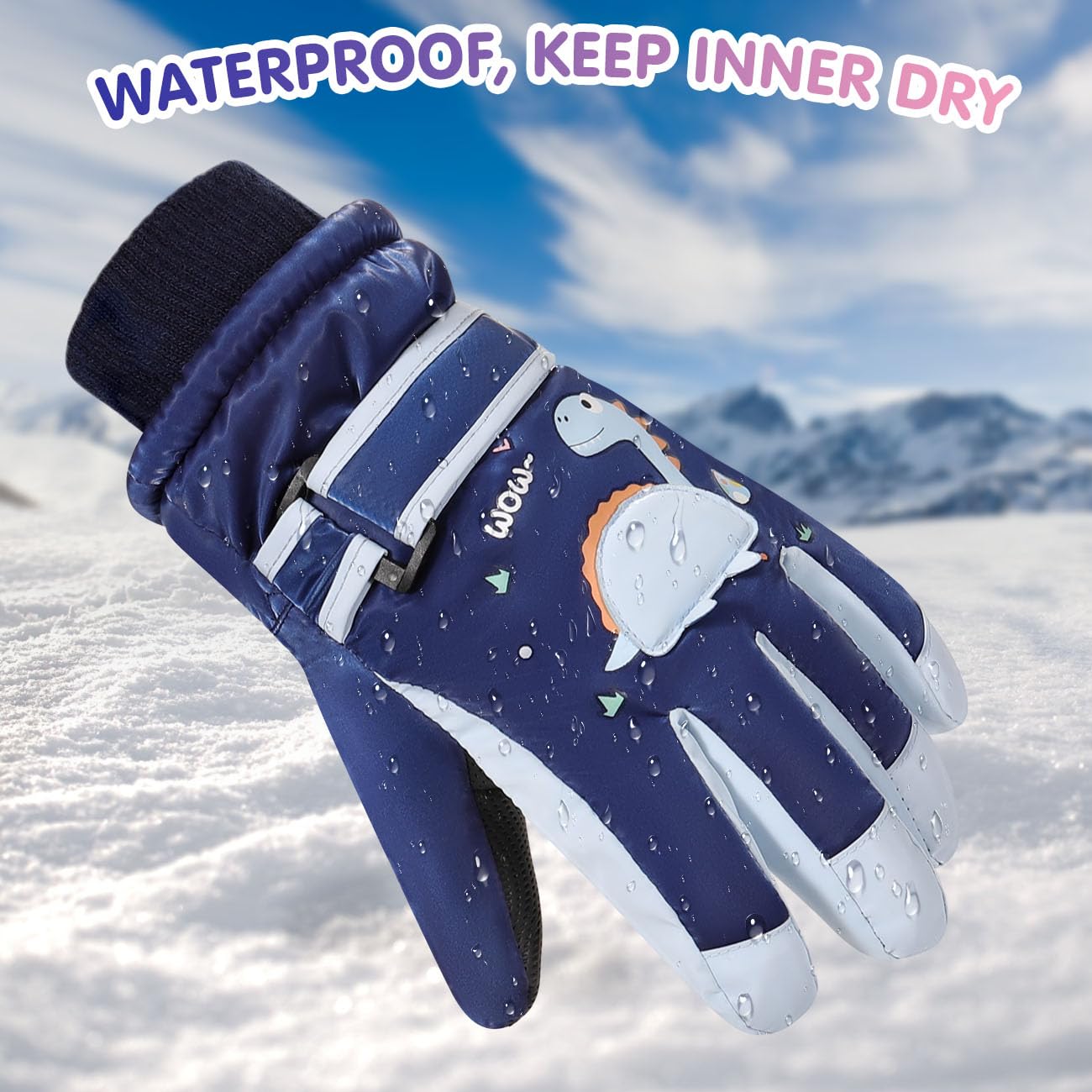 Gants De Ski Enfant QKURT - Imperméables, Résistants Au Vent - Avec Bandes Réfléchissantes - Pour 4-15 Ans