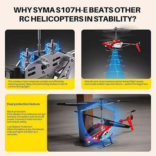 Miniatura 8 de Helicóptero de control remoto S107H-E aeronave con retención de altitud una tecla de despegue y aterrizaje 35 canales estabilizador giroscópico alta