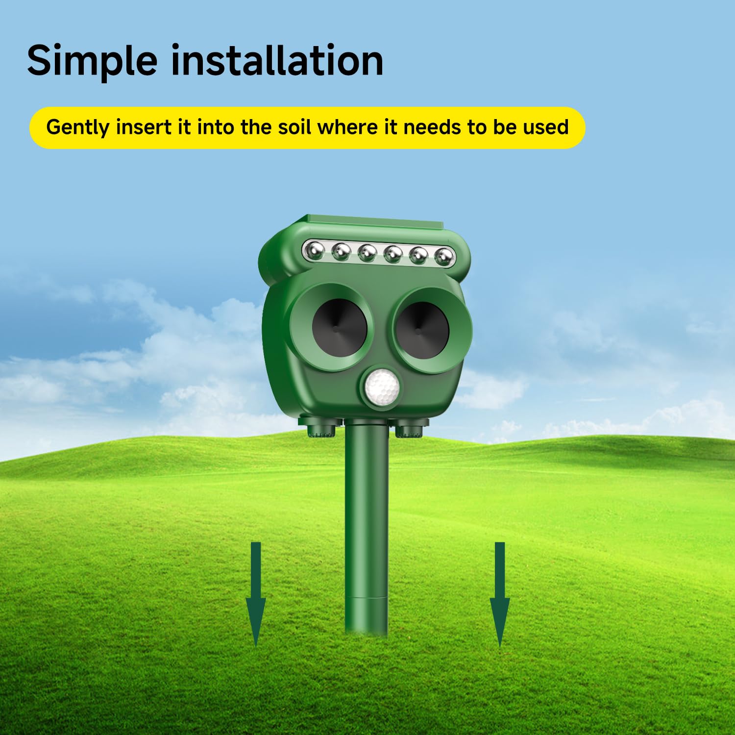 WUGEIN Repellente Gatti Ultrasuoni Solare,Impermeabile a Frequenza Professionale Repellente Gatti,Dissuasore Animali con Luce Flash a LED,Dotato di sensore infrarosso