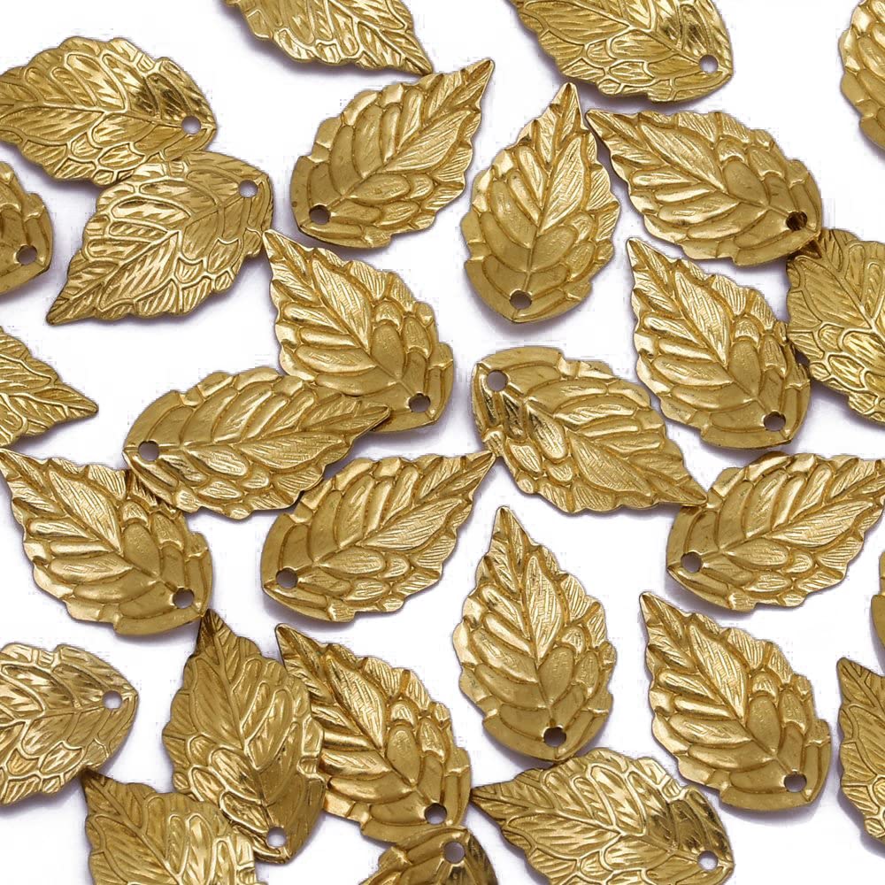Rosebeading 10x17mm Brass 24K Gold plated leaf charm,leaf pendant,Hair accessories leaf,leaf Spacer,handcrafted jewelry,sold 50pcs/lot