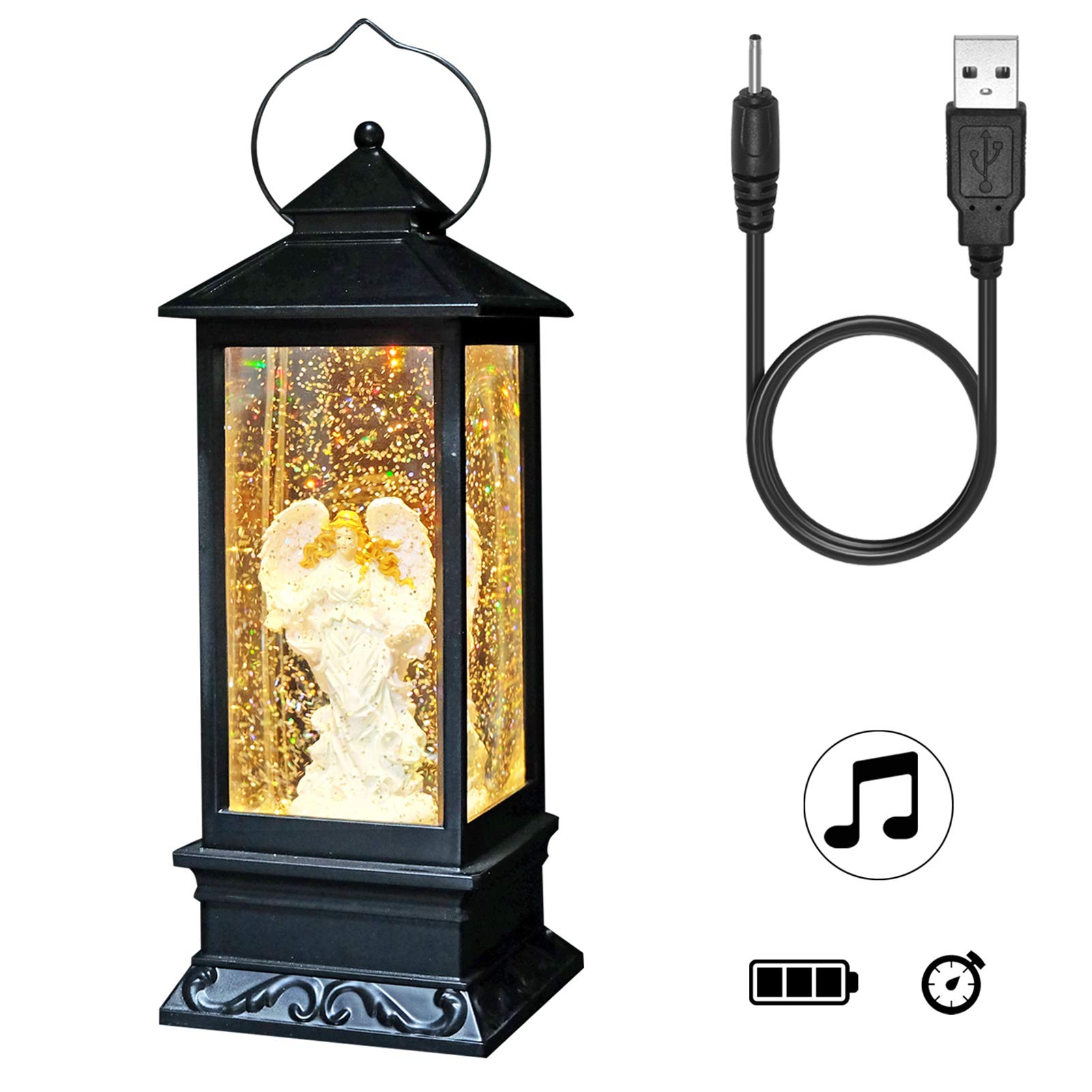 Farol LED de Cobre Envejecido, Funciona con Pilas, para decoración del hogar, con Purpurina líquida