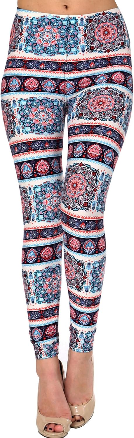 VIV Collection Women's Brushed Buttery Soft High Waist Print Fashion Leggings | Capri & Full Length List 2