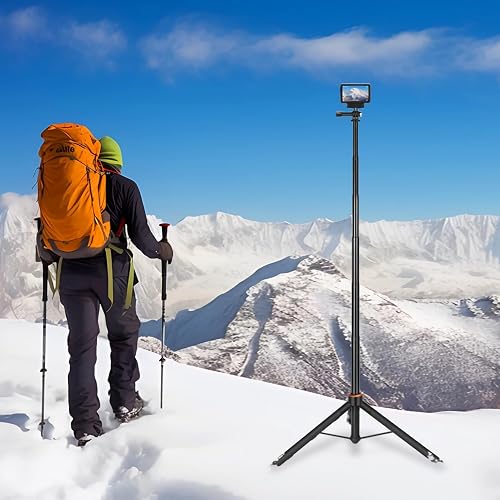 Perche à Selfie Telescopique 135 cm avec Trépied Intégré pour GoPro Hero 13/12/11/10/9/Max, DJI Osmo Pocket 4/3, Osmo Action 5 Pro/4, Insta 360 Ace Pro, AKASO EK7000 et Autres Caméra d'action - 8