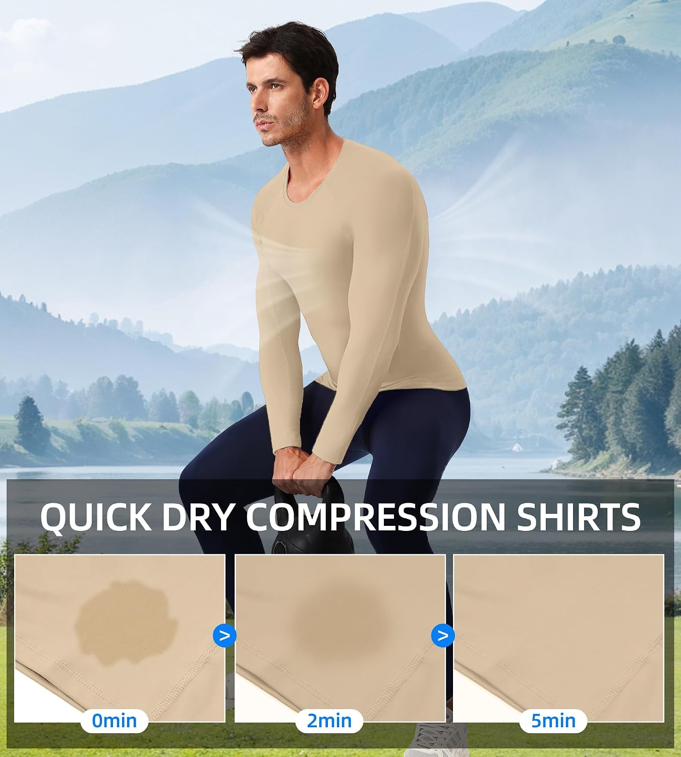 SPVISE Compression Shirt Men Long Sleeve, Cool Dry Men's Athletic Workout Running T-Shirt Tops, Sports Rash Guard Base Layer