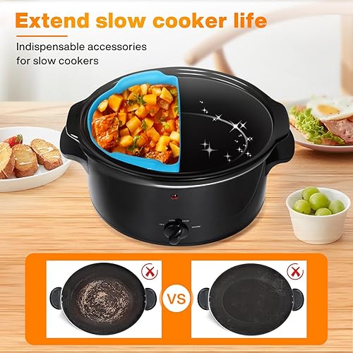 Miniatura 3 de Spardar Revestimientos para olla de cocción lenta, divisor de inserción reutilizable 3 en 1 compatible con olla de cocción lenta ovalada de 6 a 7