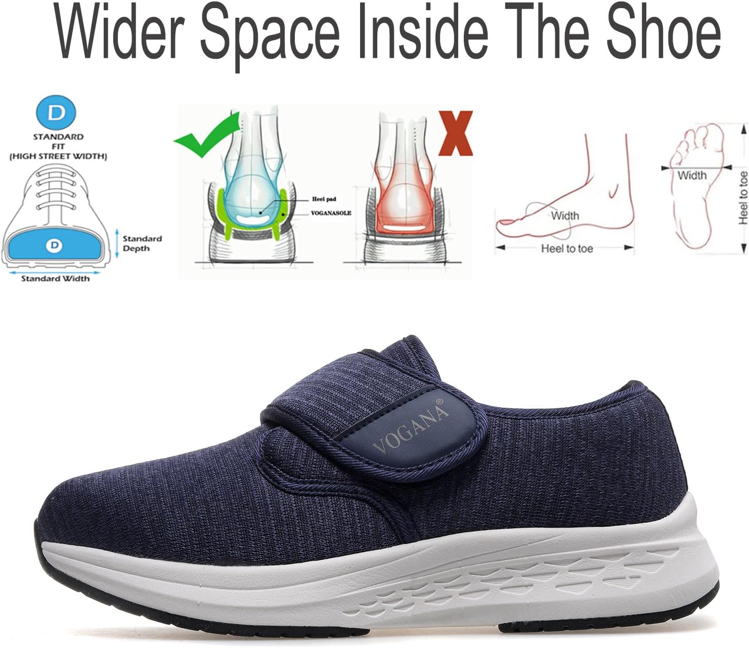 Vogana Diabetic Shoes for Women Adjustable Widch Walking Orthotic for Swollen Feet | Foot Pain Relief