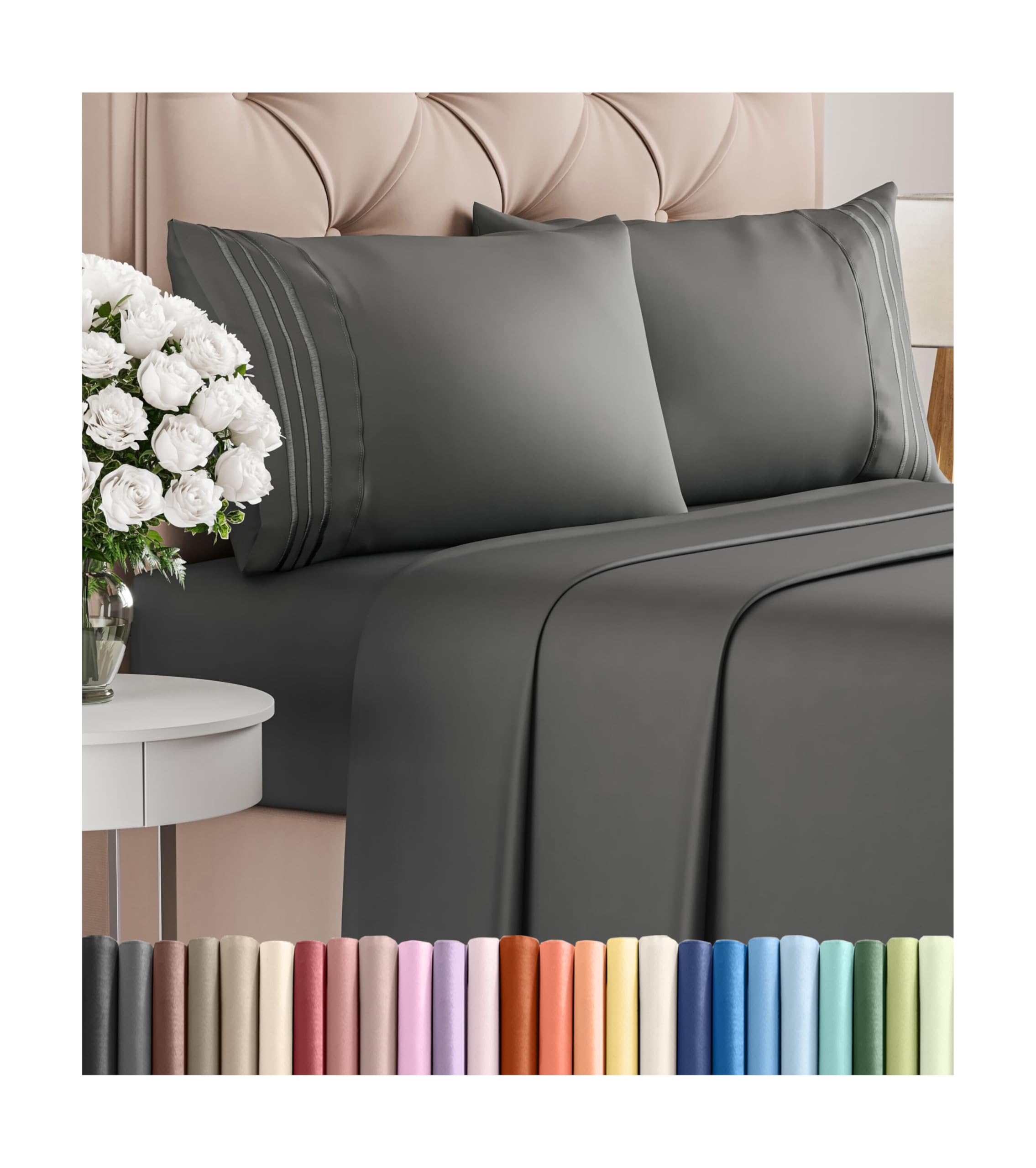 Full Size 4 Piece Sheet Set - Comfy Breathable Cooling Bed Sheets Set - Hotel Luxury Bedding for