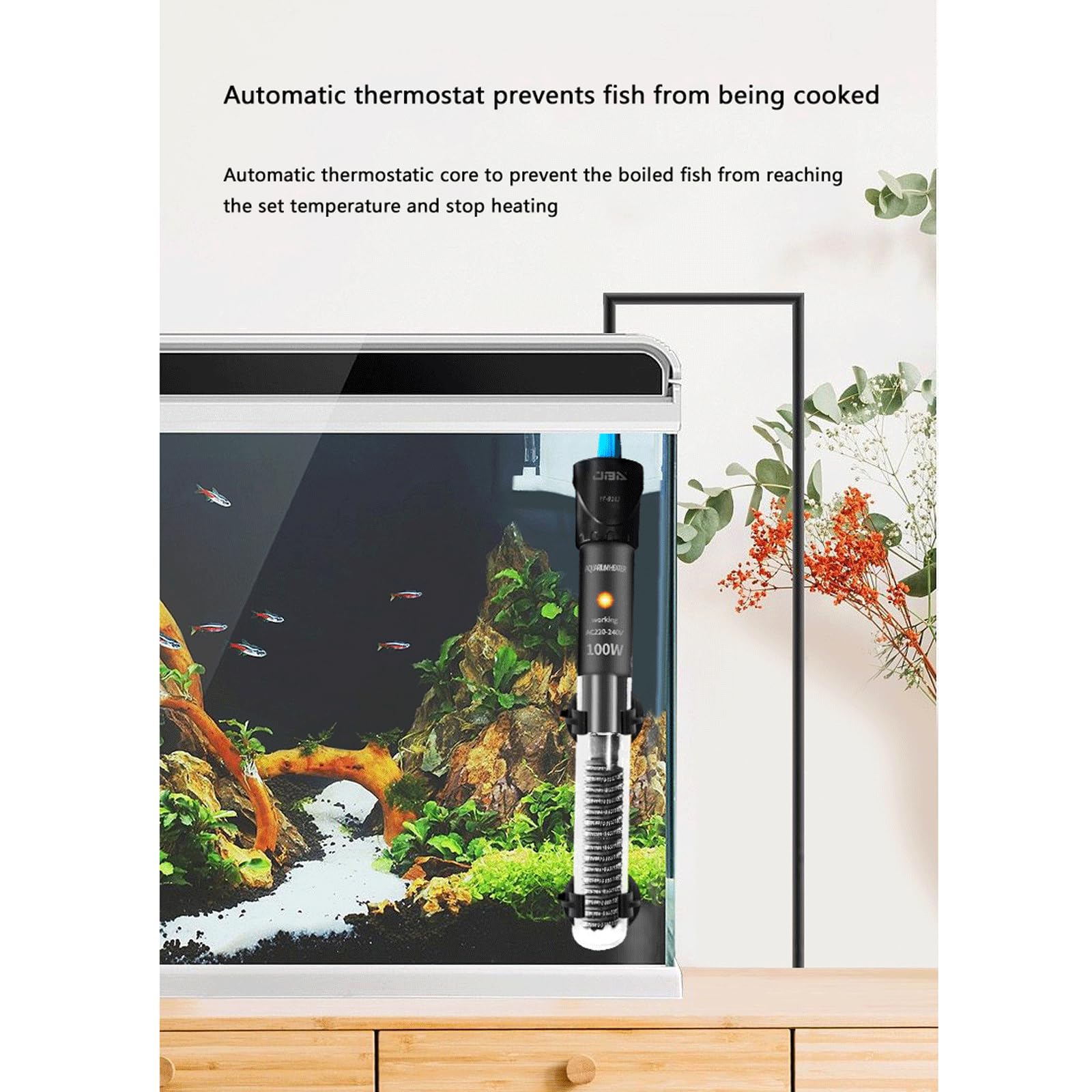 Asta riscaldante per Acquario per Acquario Riscaldatore Automatico a Prova di Esplosione a Temperatura costante, 200 W (200 W)