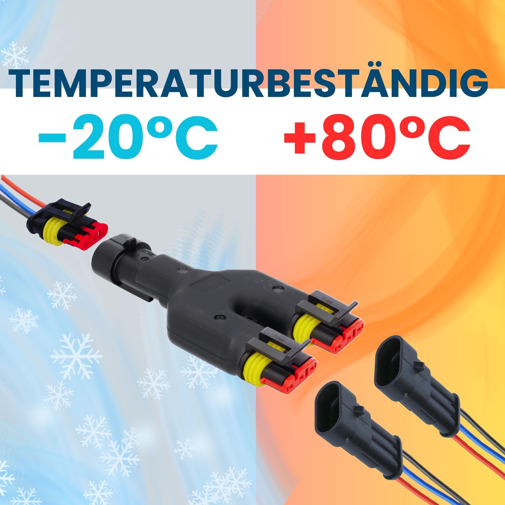 Kalitec Superseal Rozdzielacz Y 3-Pin, 1,5 mm, Wtyczka Samochodowa IP69K | Wodoszczelne Złącze 3-Drożne do Aut i Łodzi, 24V DC, 13A, Odporne na Olej i Paliwo, Bezpieczna Blokada Zatrzaskowa