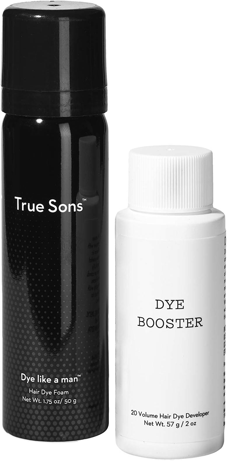 True Sons Complete Gray Coverage Hair Dye for Men with Instant Dye Booster - Intense Gray Coverage Foam (Dark Brown) - PERMANENT Dye for Hair, Beard and Mustache (1.75 oz) 4-6 Applications