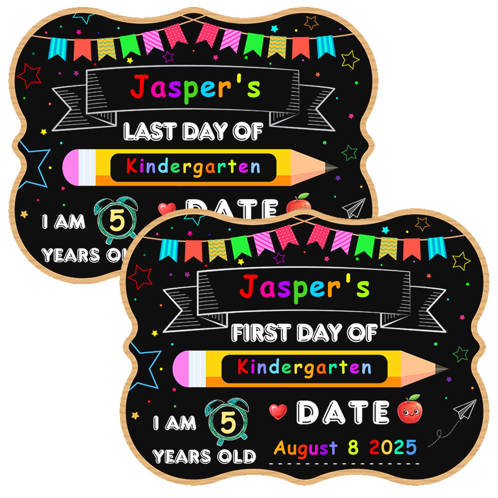 HEYINSHEN First & Last Day of School Chalkboard Back to Schools Board Signs First & Last Days of School Sign Double Sided Back to Schools Signs for