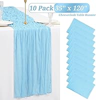 Vista 241 de Showgeous 10 Pack Baby Pink Cheesecloth Table Runner 10FT Long Semi-Sheer Gauze Table Runner Boho or Rustic Wedding Decor for Wedding Decor Arch