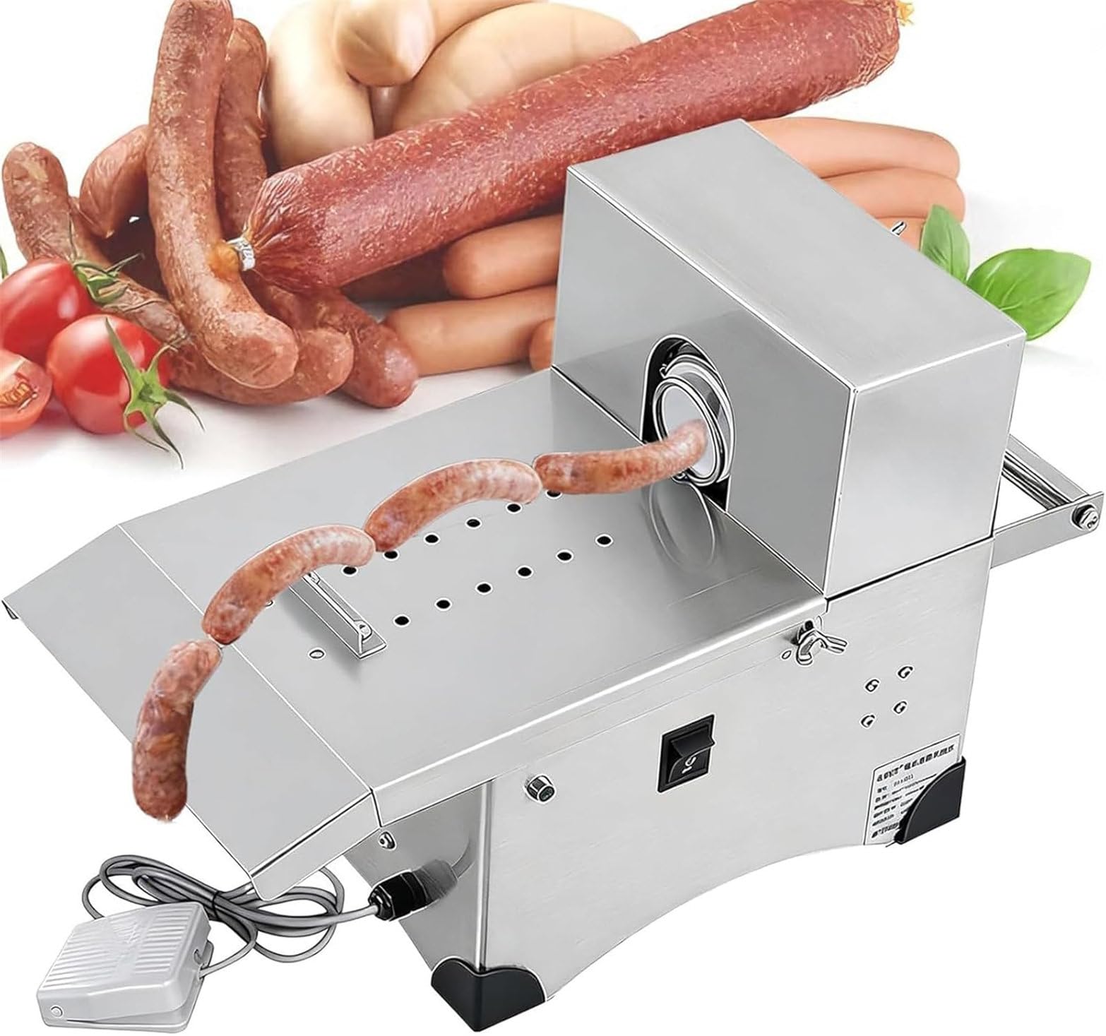 JozyJul 200W Electric Sausage Tying Machine Sausage Knotting Machine, 304 Stainless Steel Automatic Sausage Linker Binding Machine, Adjustable Length, Max Diameter 50mm
