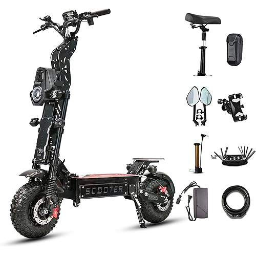 10000W Dual T90 Pro Electric Scooter for Adults, 72V Detachable Battery, 68 MPH Max Speed, 65 Mile Range, 14" Off-Road Tires, Folding E-Scooter with Music Light