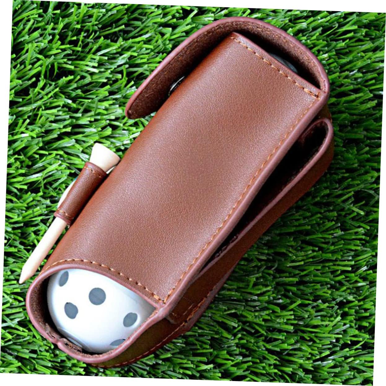 balacoo 2pcs Golf Tee Holder Bag Mesh Ball Storage Wear-Resistant Cowhide Compact Tee Bag Easy to Clean