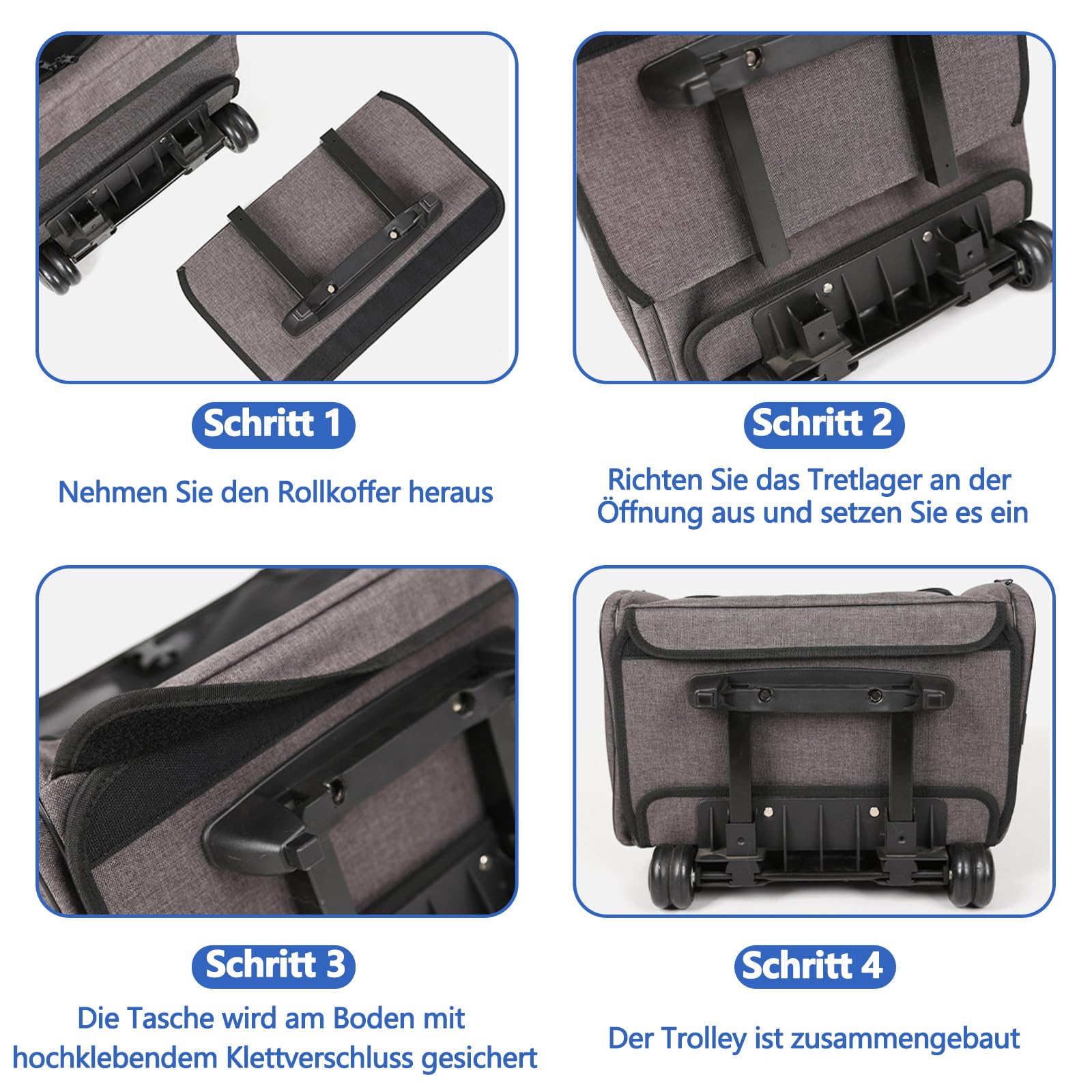 Galatée Reise-Rolltasche Für Haustiere, Oxford-Gewebe, Verstärkte Aluminium-Zugstange, Atmungsaktiv, Keine Montage Erforderlich, Faltbar Und Leicht Zu Verstauen, Geeignet Für Hunde Und Katzen (Grau)
