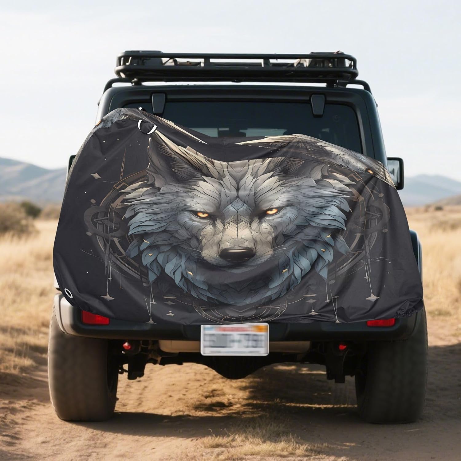ALAZA Wolf Artwork Bike Cover Waterproof Outdoor Ebike Bicycle Covers Tarp Protection for 1/2 Bikes, Sun UV Dust Wind Proof