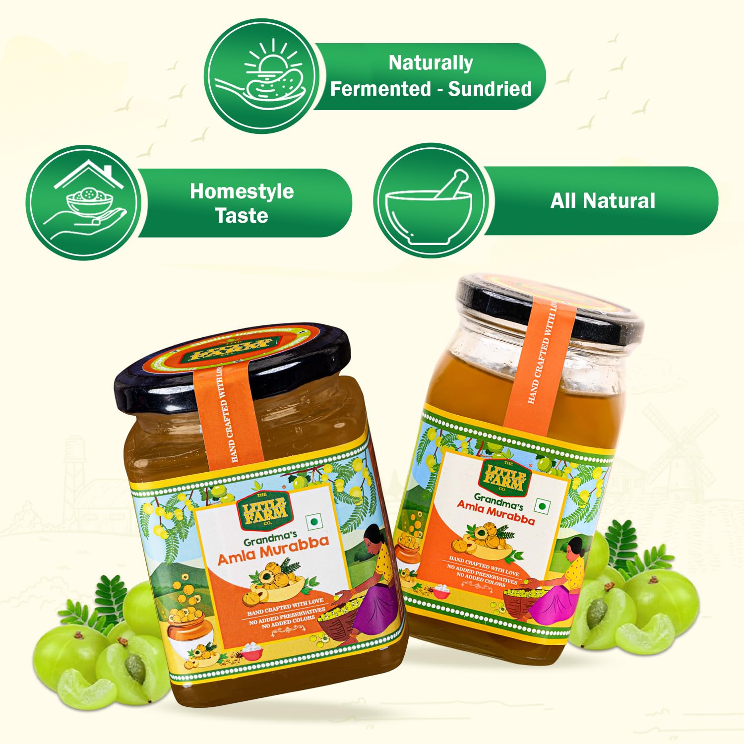 THE LITTLE FARM CO Amla Murabba - Amla ka Murabba | Awla Murabba | Farm Fresh amla | Indian Gooseberry Pickle | No Added Preservatives, No Artificial Flavours | Traditional Recipe, 300 G 3