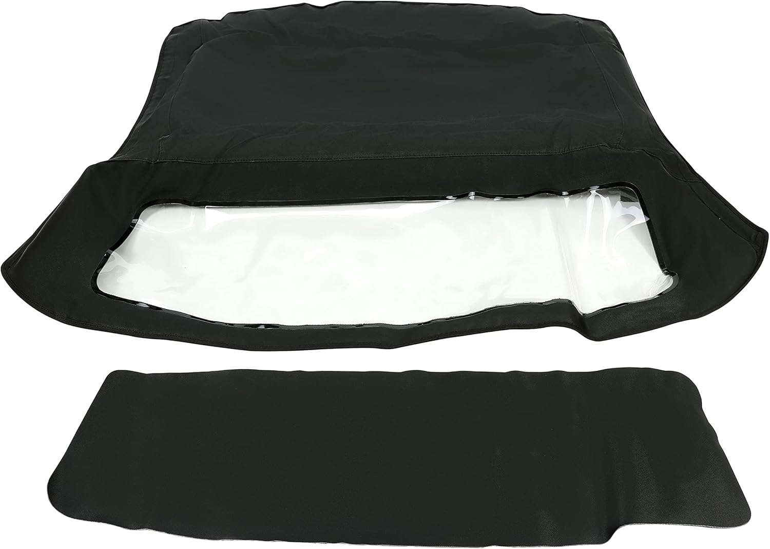 HECASA Convertible Soft Top Compatible with 1966-1979 Fiat 124 Sailcloth Vinyl w/Plastic Window Black