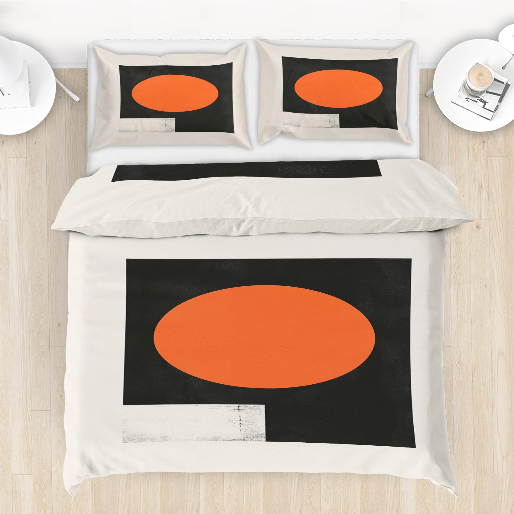 PolXmyxor Minimalist Circle Twin Duvet Cover, Bold Geometric Bedding 3 Pieces, Modern Abstract Comforter Cover, Soft Microfiber Duvet Cover Set, with