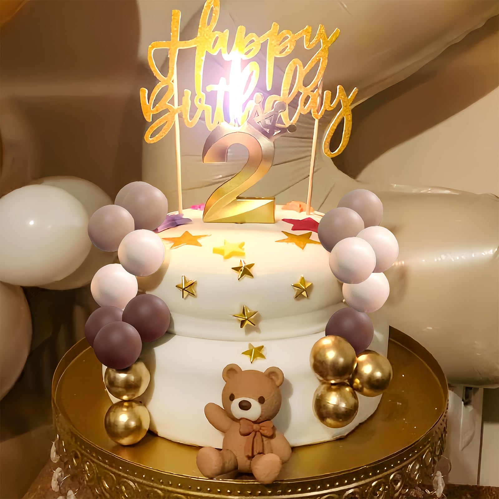 Bear Cake Decoration, 26pcs Beige Brown Balls Cake Decoration, Luxury Baby Shower, Topper Boho Cake - Image 4