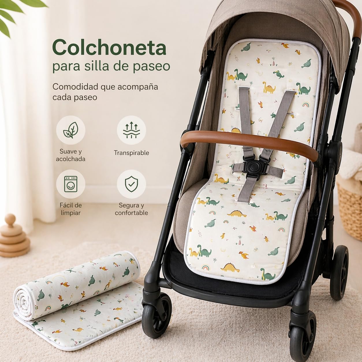 Colchoneta Silla de Paseo Universal Transpirable 3D para Bebé – Funda Carrito Verano Antisudor, Cojín Acolchado Silleta, Compatible con Cochecito, Ligera, Lavable – Danielstore