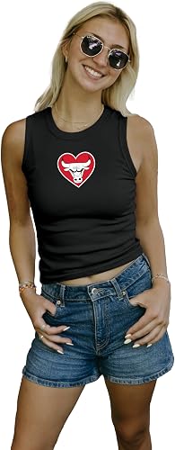 Blue 84 Chicago Bulls NBA Officially Licensed Women's Baby Rib Tank Top Heart, X
