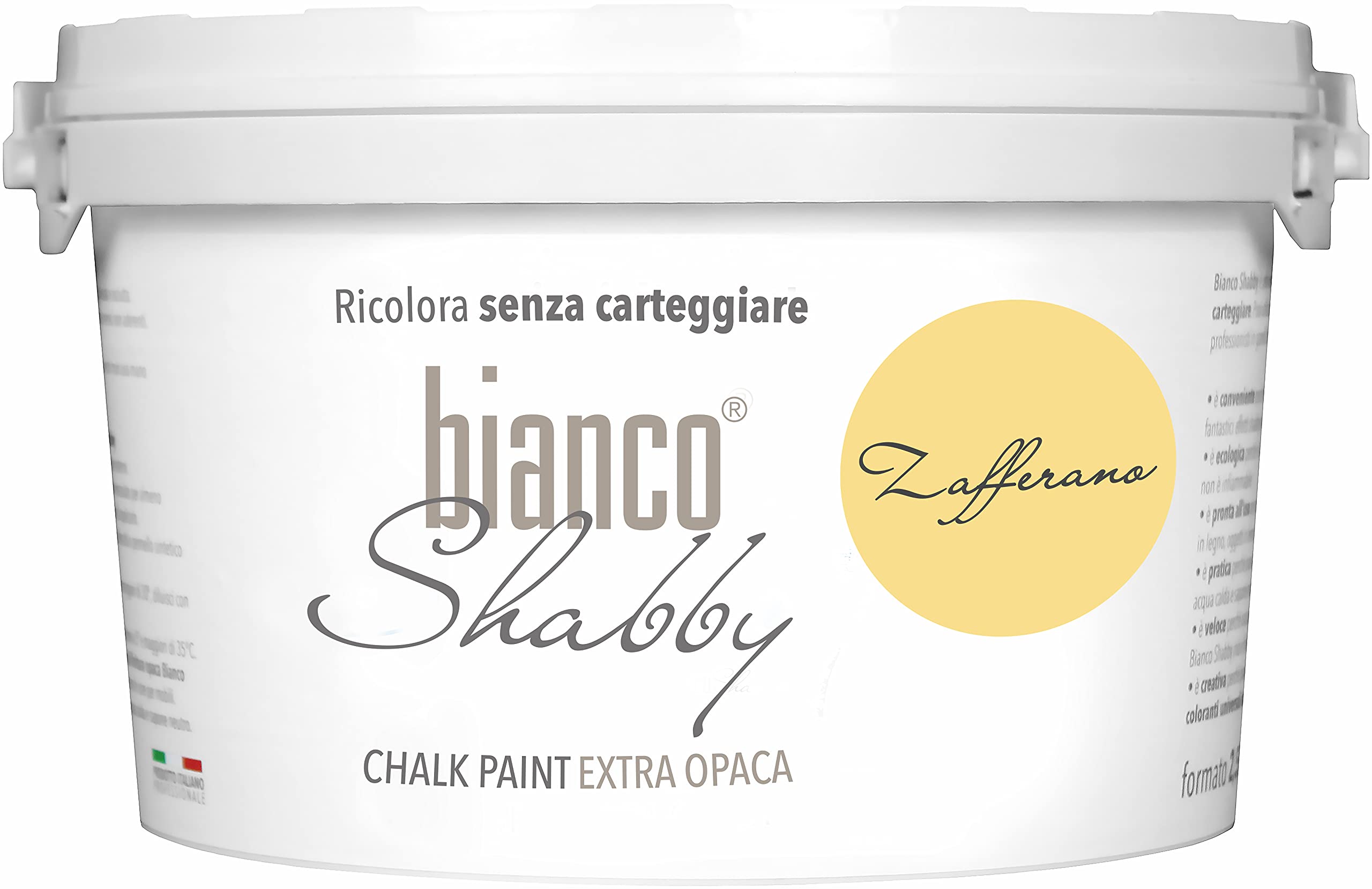 bianco Shabby® Chalk Paint Zafferano Farba kredowa do mebli i ścian, efekt vintage, shabby chic, ekstra matowa (2,5 Litra)