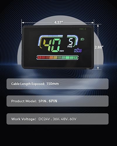 Miniatura 8 de Pantalla Ebike, protocolo UART N 2, conexión inalámbrica de aplicación para computadora de ciclismo LCD colorida, con puerto de carga USB, pantalla