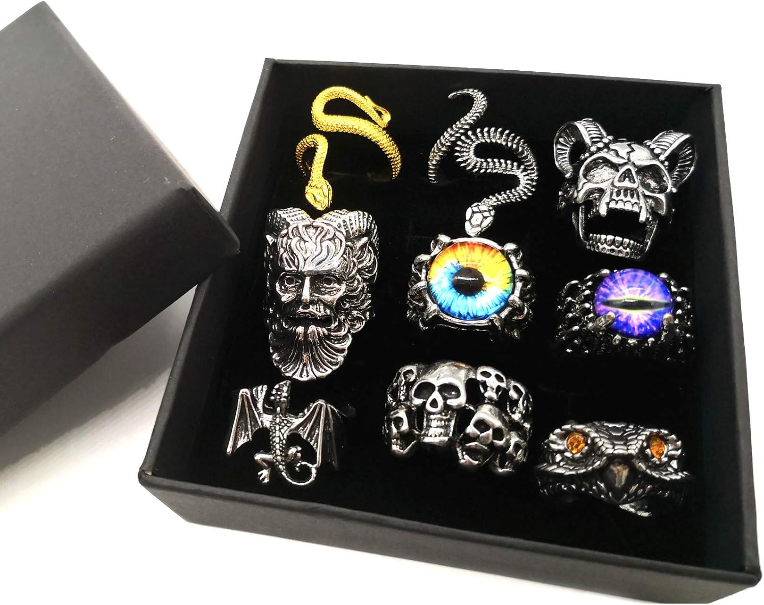 Adjustable Snake Skull Rings for Women Men, ALT Y2K Goth Accessories Rings Eboy Egirl Pirate Biker Gothic Cool Vintage Punk Jewelry Rings Aesthetic - Image 3