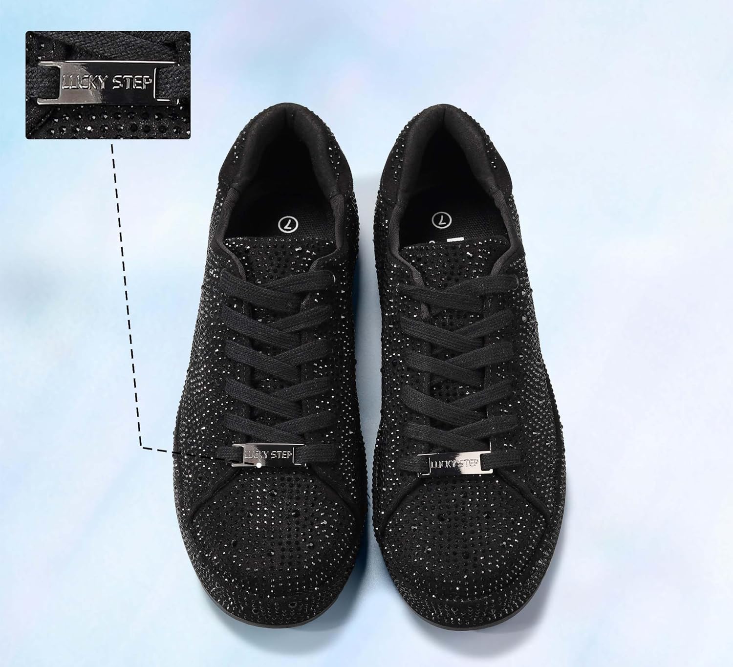 LUCKY STEP Platform Rhinestone Fashion Glitter Sneakers | Sparkly Bling Bedazzled Wedding Bridal Shiny Shoes for Women - Image 7