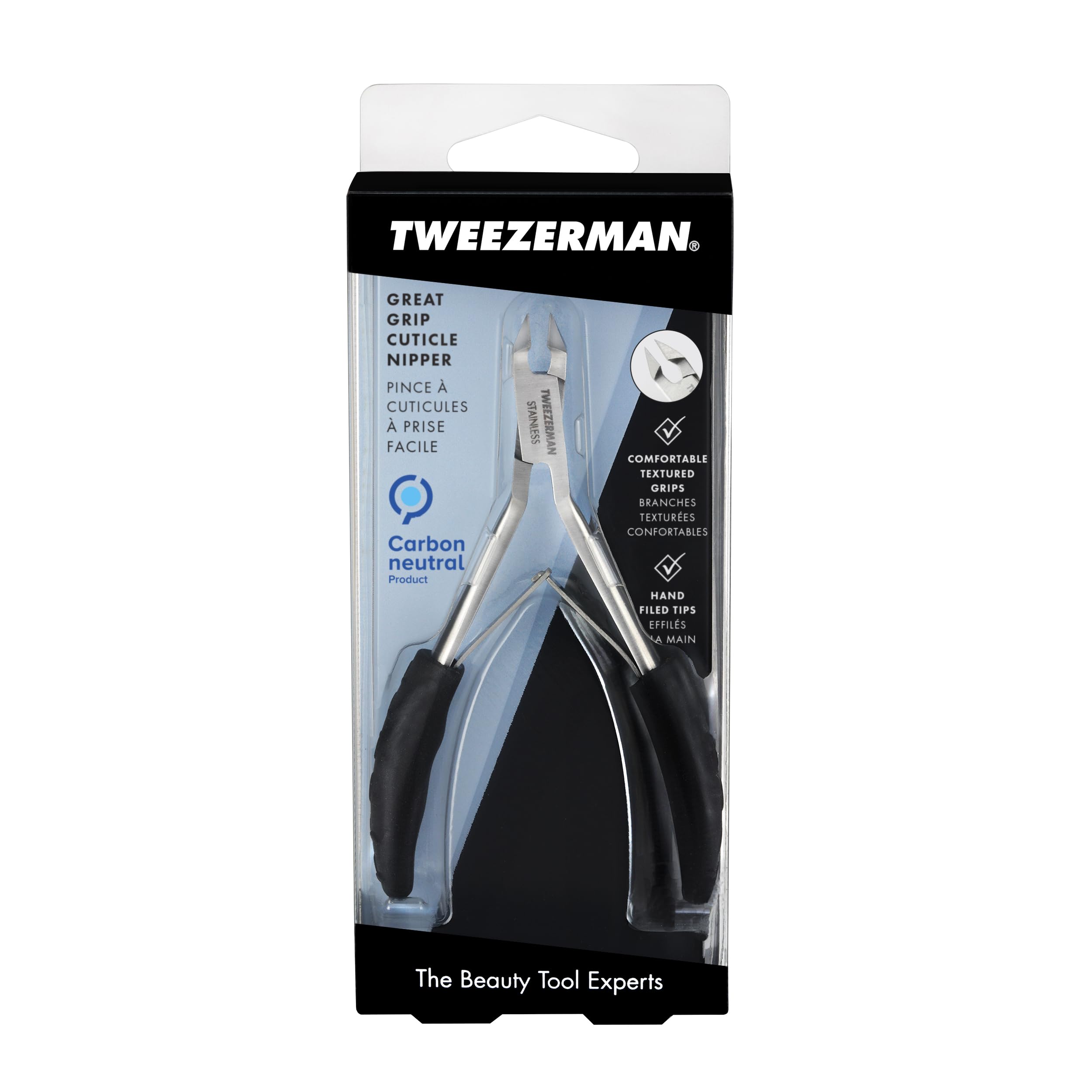TWEEZERMAN Alicate para cutículas (eliminación precisa de cutículas, diseño ergonómico, hojas afiladas a mano, acero inoxidable)