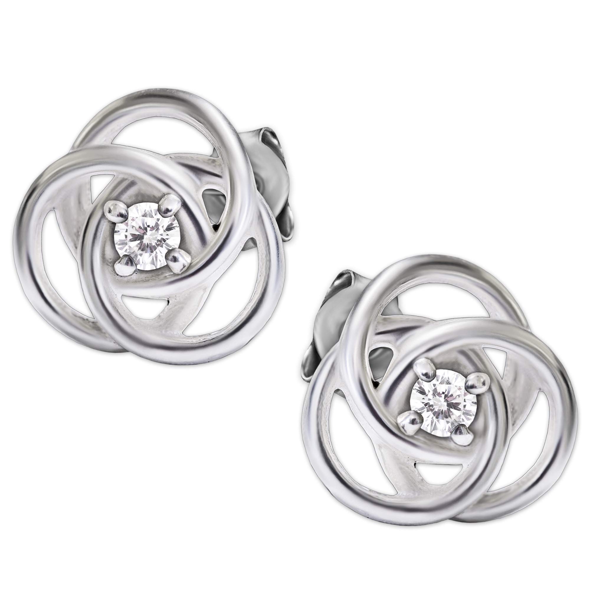 CLEVER SCHMUCK Orecchini A Nodo In Argento 925 Con Zirconi - 9 Mm - Donne E Ragazze - 3